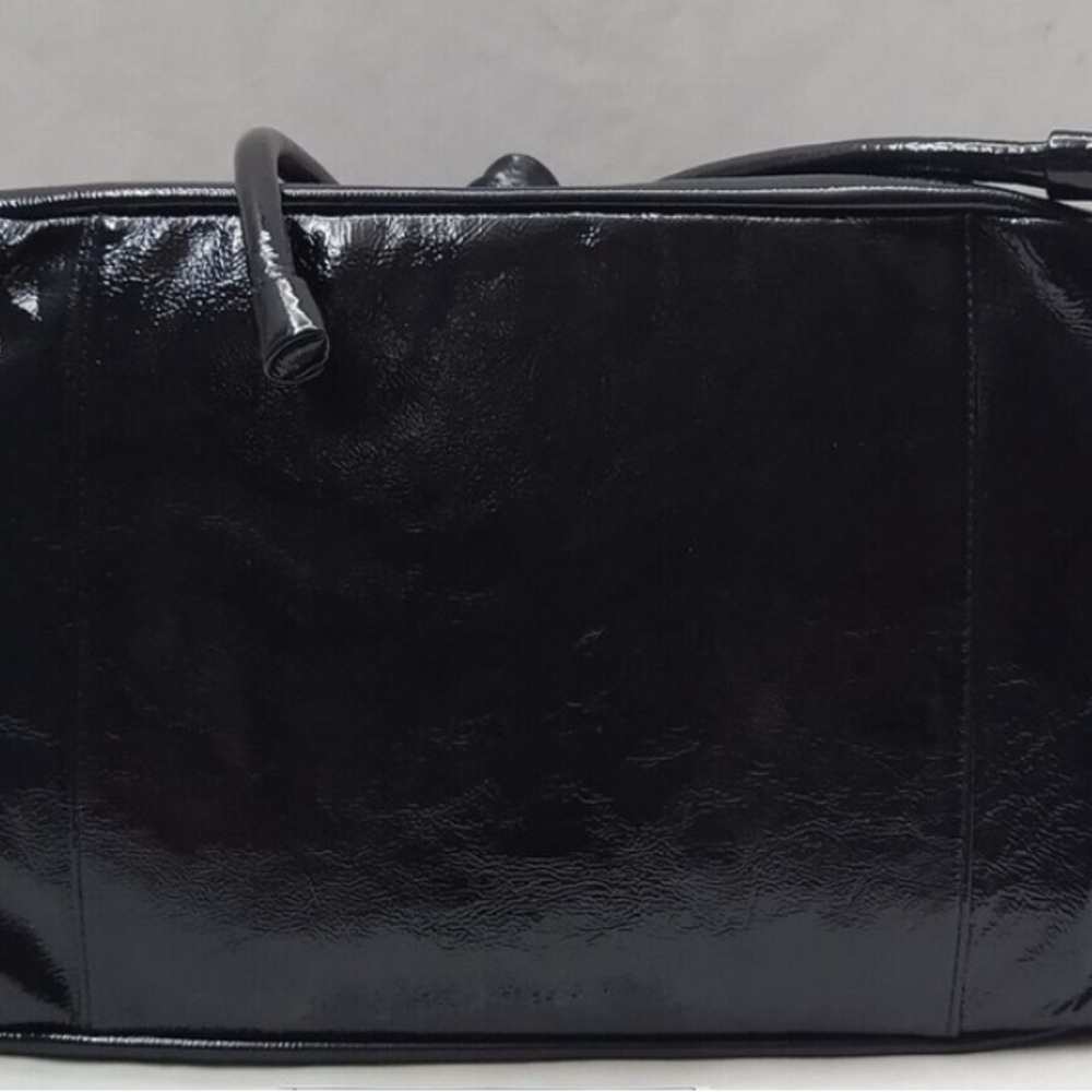 Coach Glossy Black Shoulder Bag HOBO drawstring with Gold Details.LEATHER. - Picture 6 of 14